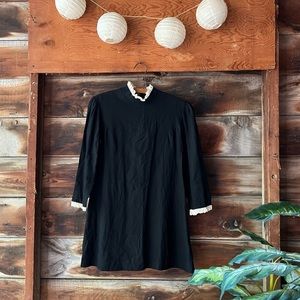 Vintage black lace-edged blouse / cream lace Wednesday handmade one of a kind